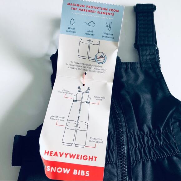 NEW Cat & Jack Heavyweight Snow Bib Overalls Black 12 Months - Picture 4 of 8